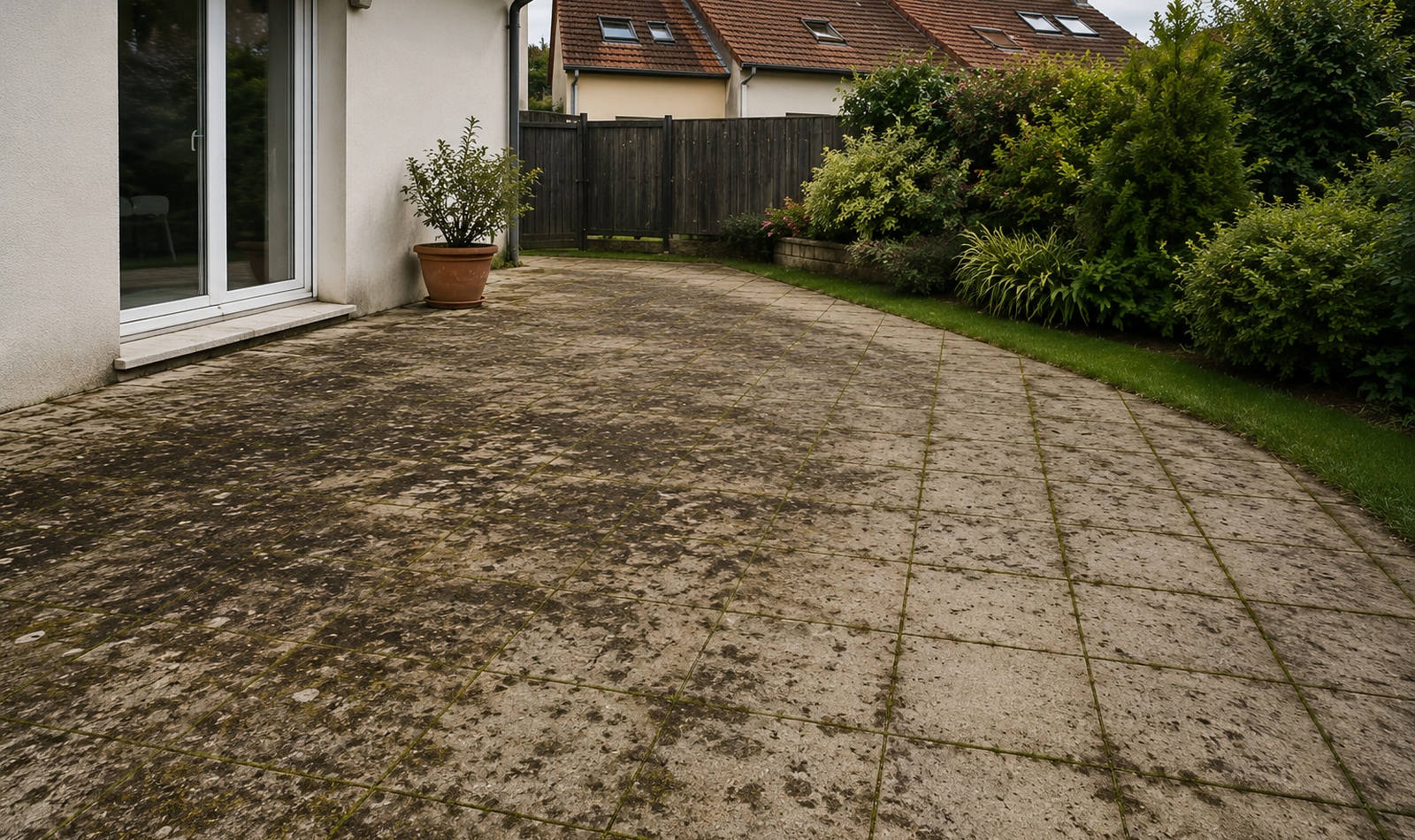 Terrasse sale avant nettoyage WJ Nettoyage