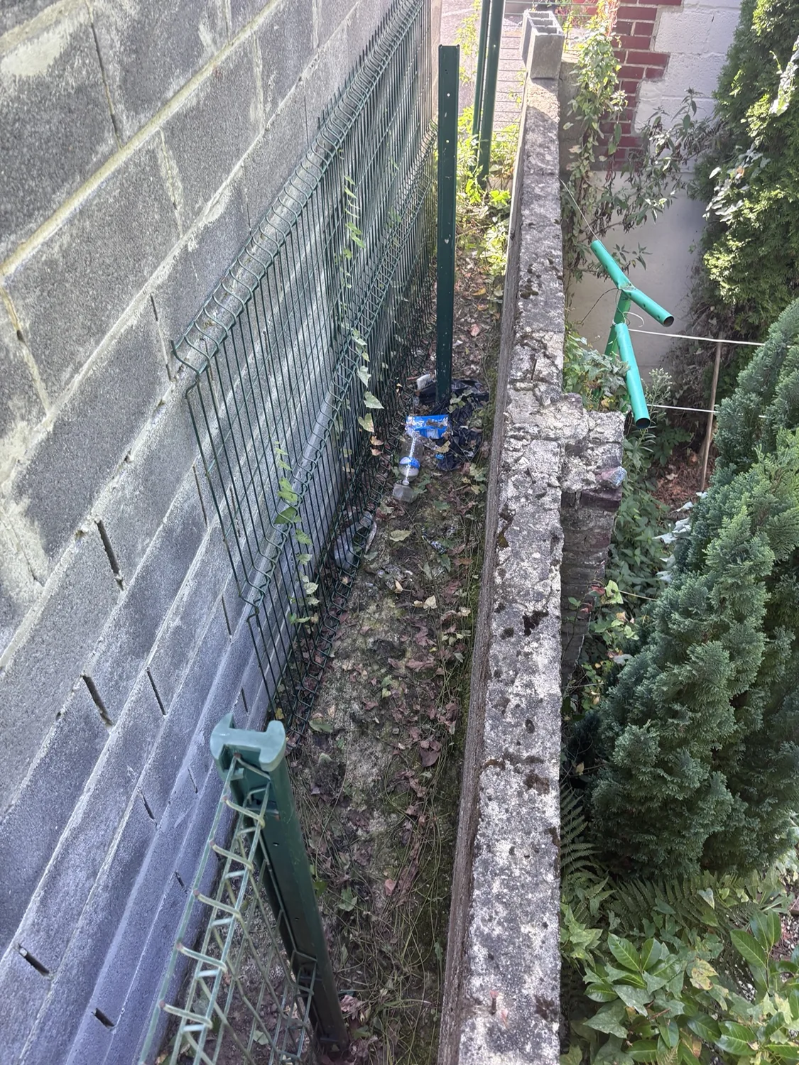 Passage extérieur encombré avant intervention